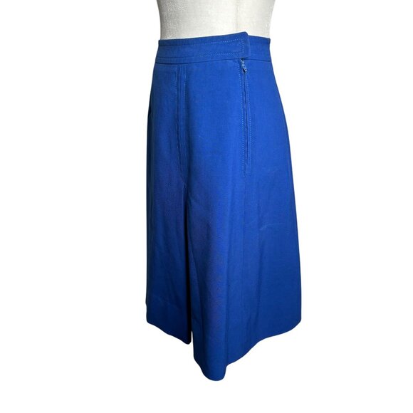Vintage 70s Stan Herman TWA Blue A Line Wool Skirt Size Small Side Zipper Union - Picture 4 of 8